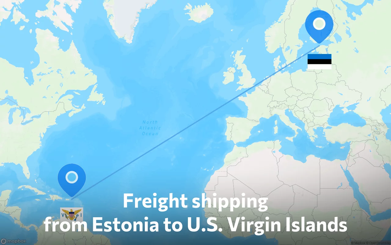 Shipping route from Estonia to U.S. Virgin Islands