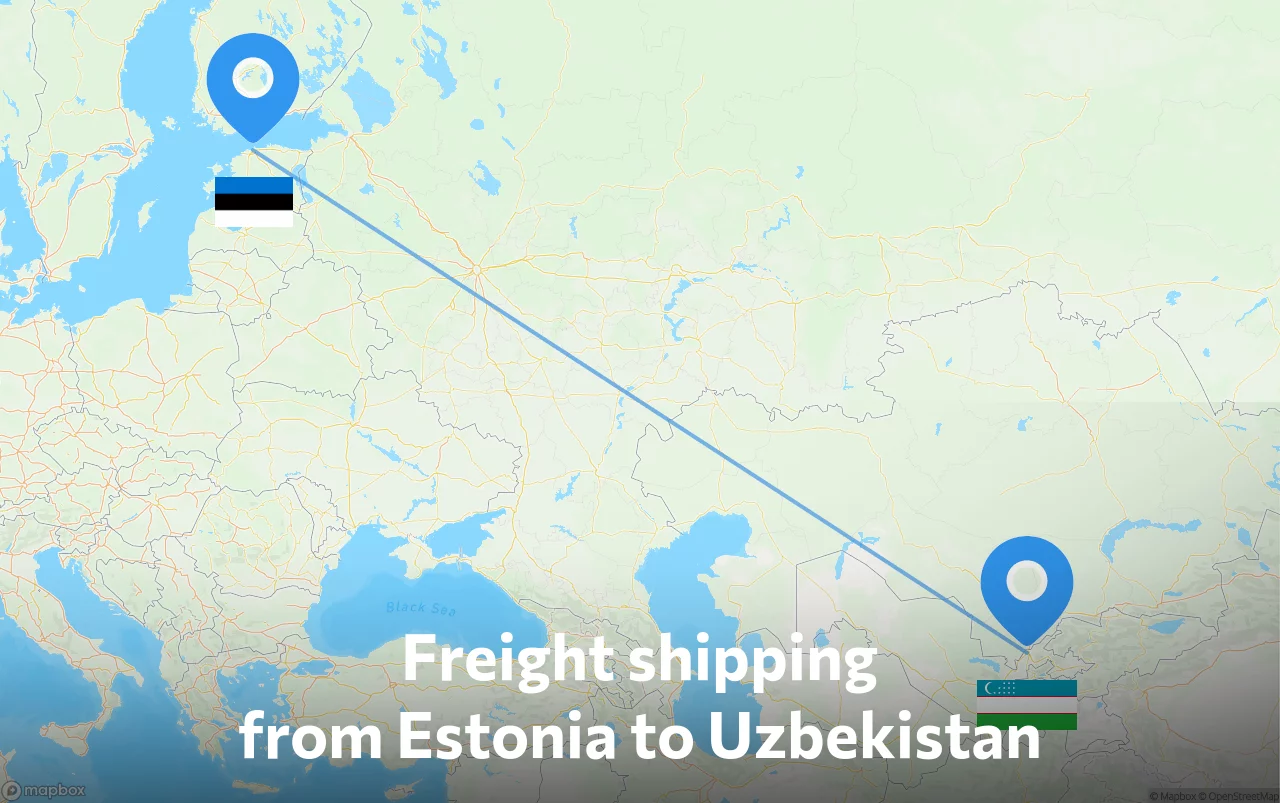 Shipping route from Estonia to Uzbekistan