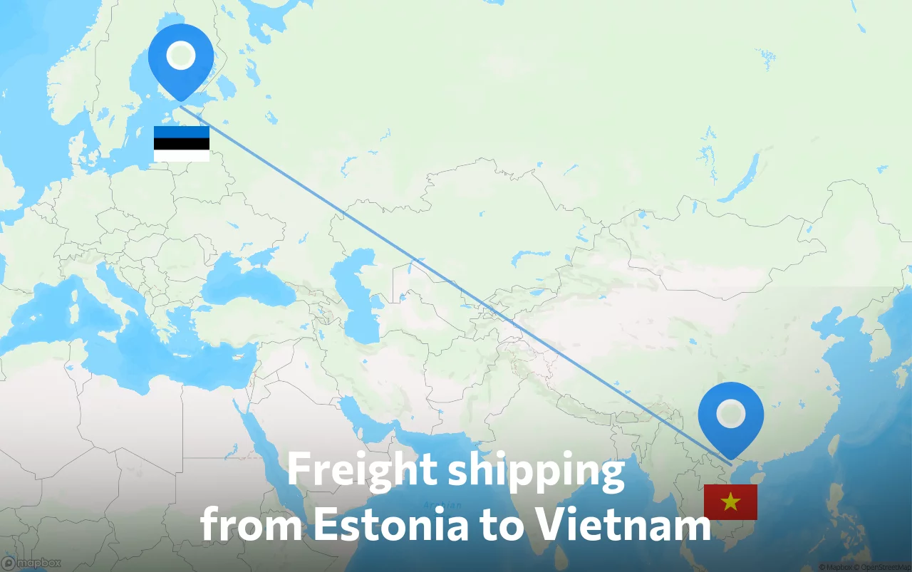 Shipping route from Estonia to Vietnam