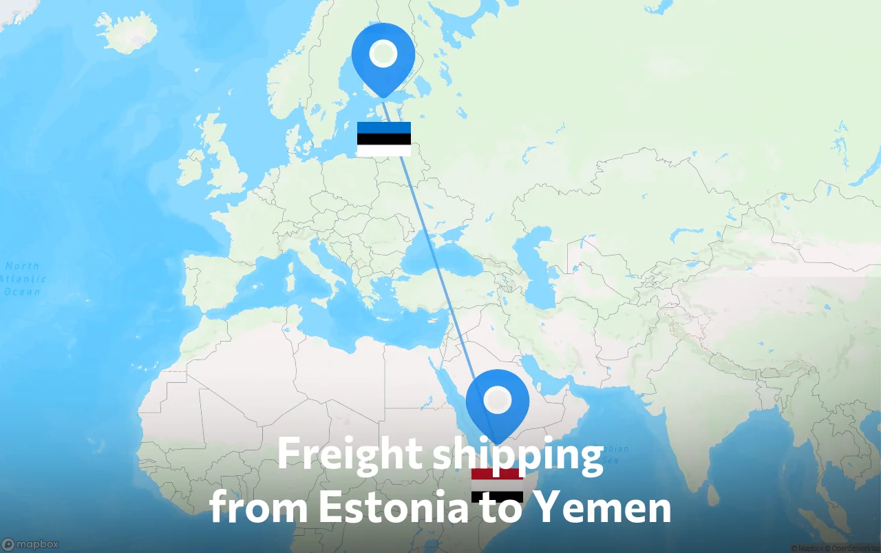 Shipping route from Estonia to Yemen