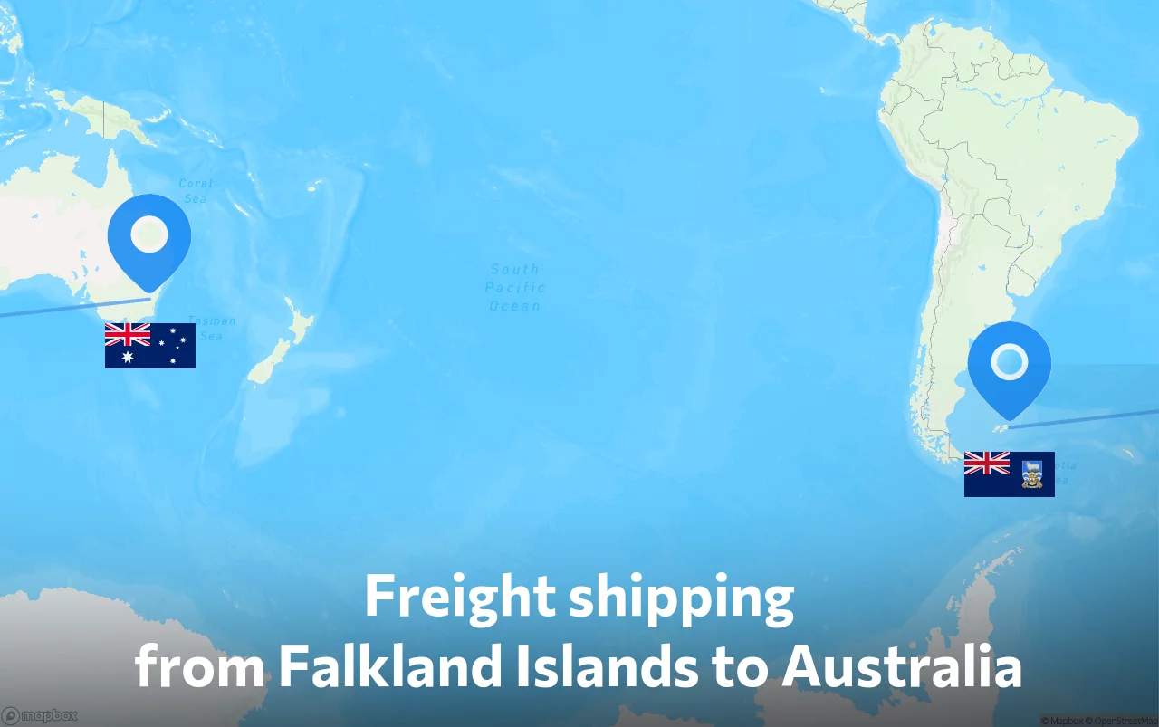 Shipping route from Falkland Islands to Australia