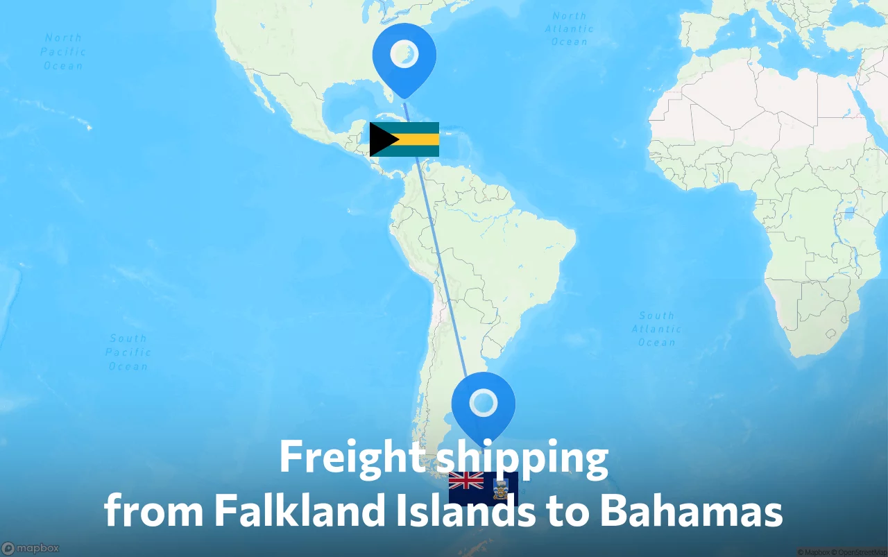 Shipping route from Falkland Islands to Bahamas