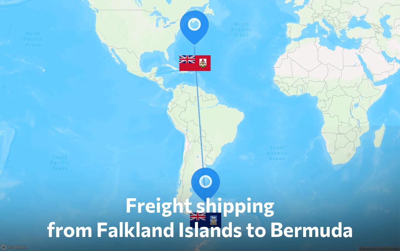 Shipping route from Falkland Islands to Bermuda
