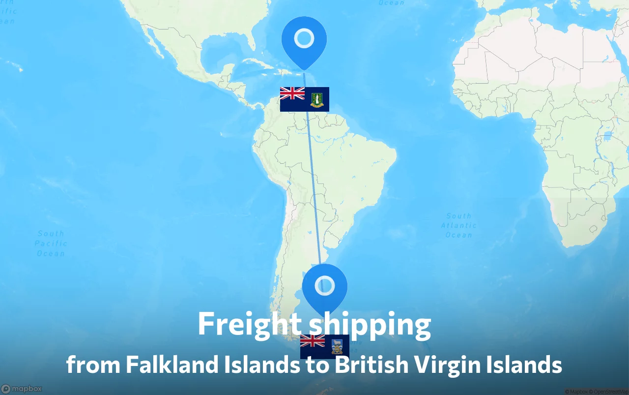 Shipping route from Falkland Islands to British Virgin Islands
