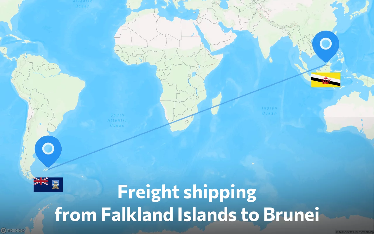 Shipping route from Falkland Islands to Brunei