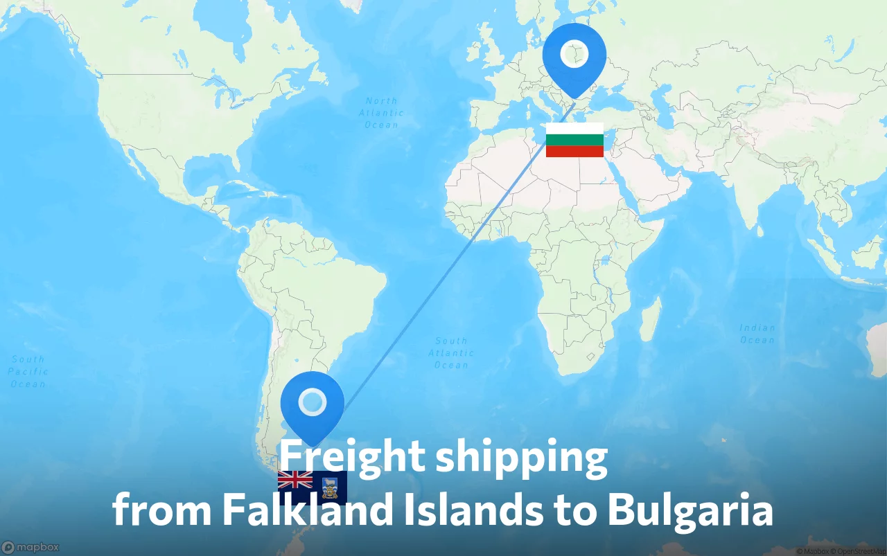 Shipping route from Falkland Islands to Bulgaria