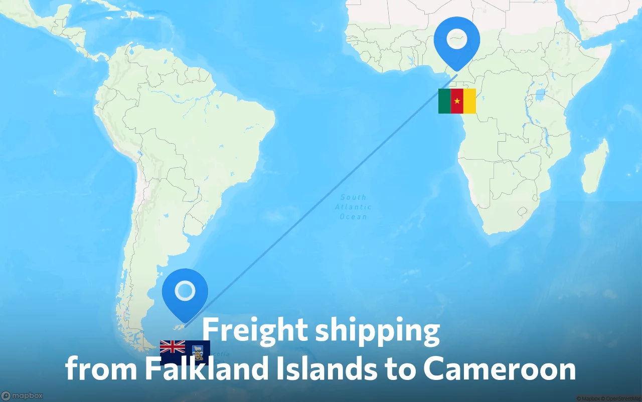 Shipping route from Falkland Islands to Cameroon