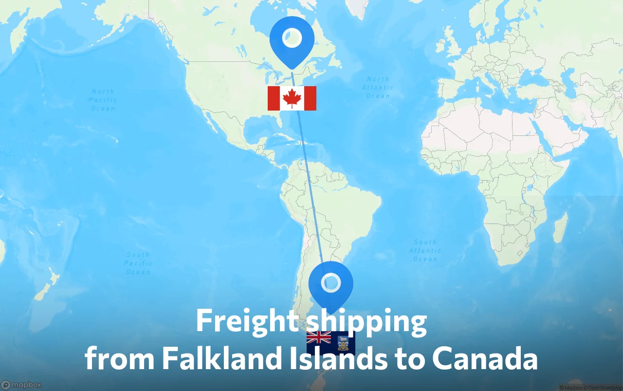 Shipping route from Falkland Islands to Canada