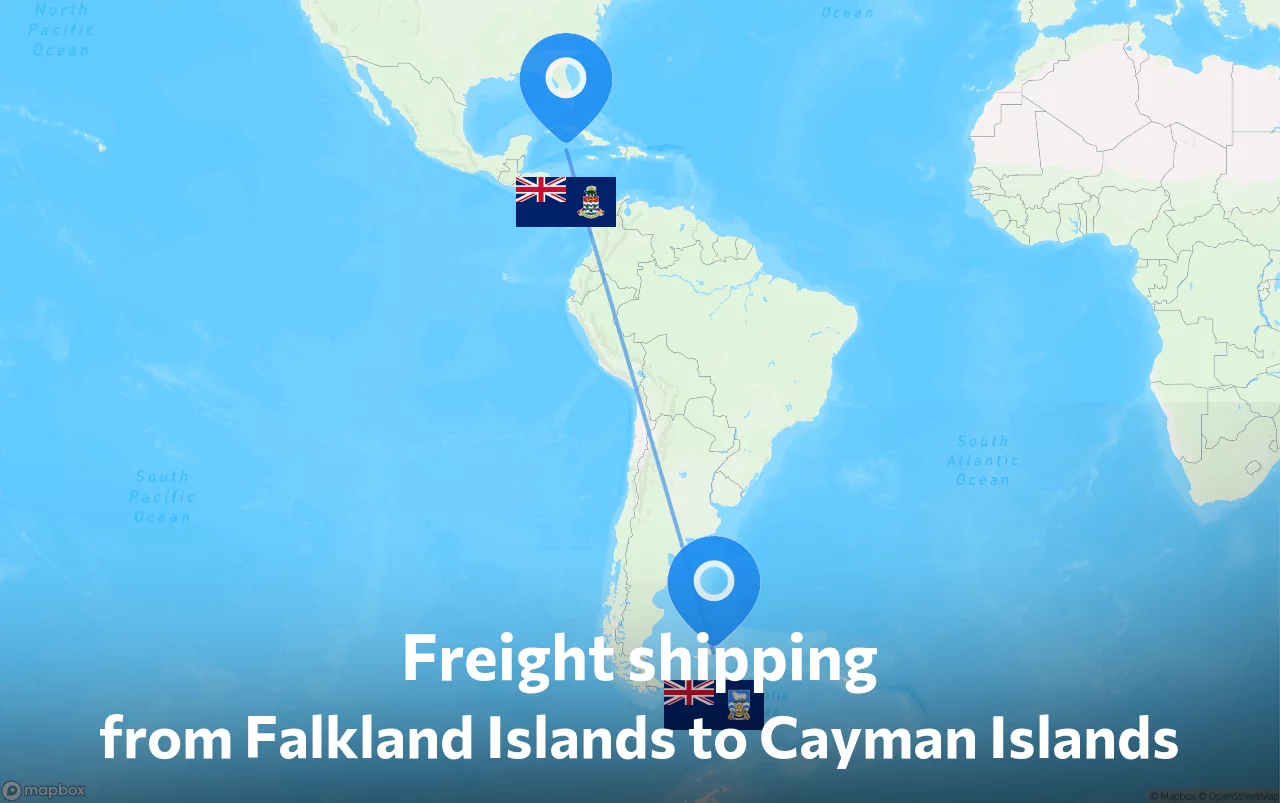 Shipping route from Falkland Islands to Cayman Islands