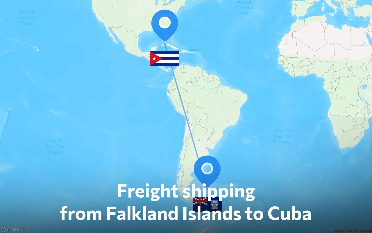 Shipping route from Falkland Islands to Cuba