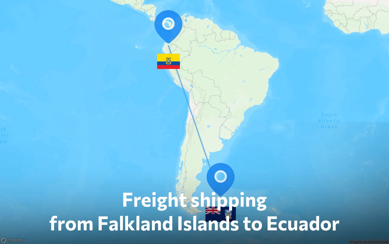 Shipping route from Falkland Islands to Ecuador