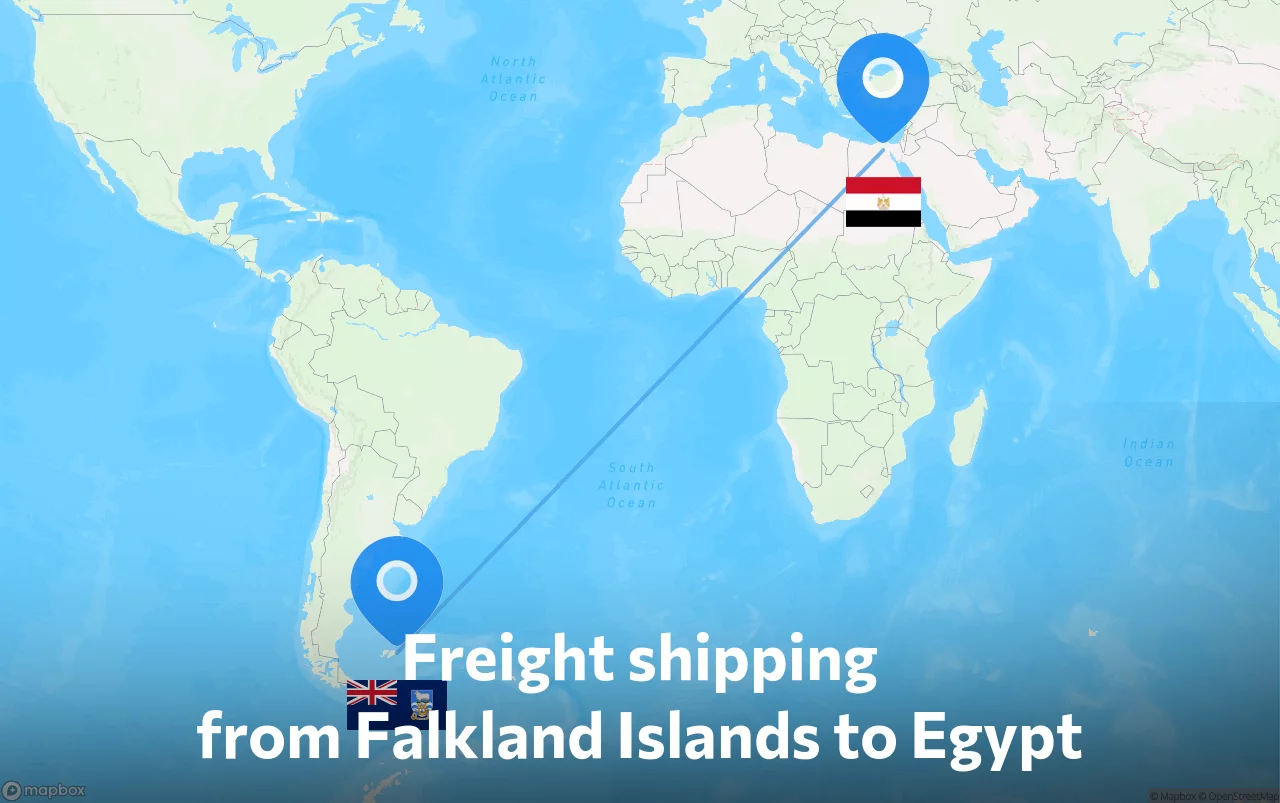 Shipping route from Falkland Islands to Egypt