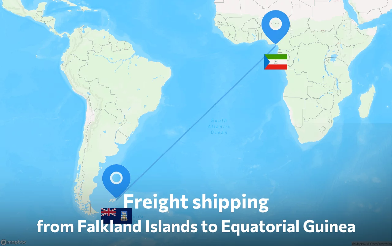Shipping route from Falkland Islands to Equatorial Guinea