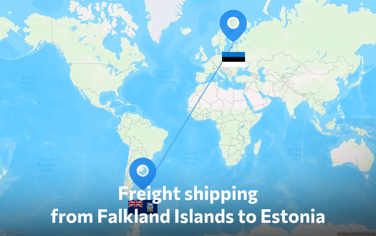 Shipping route from Falkland Islands to Estonia