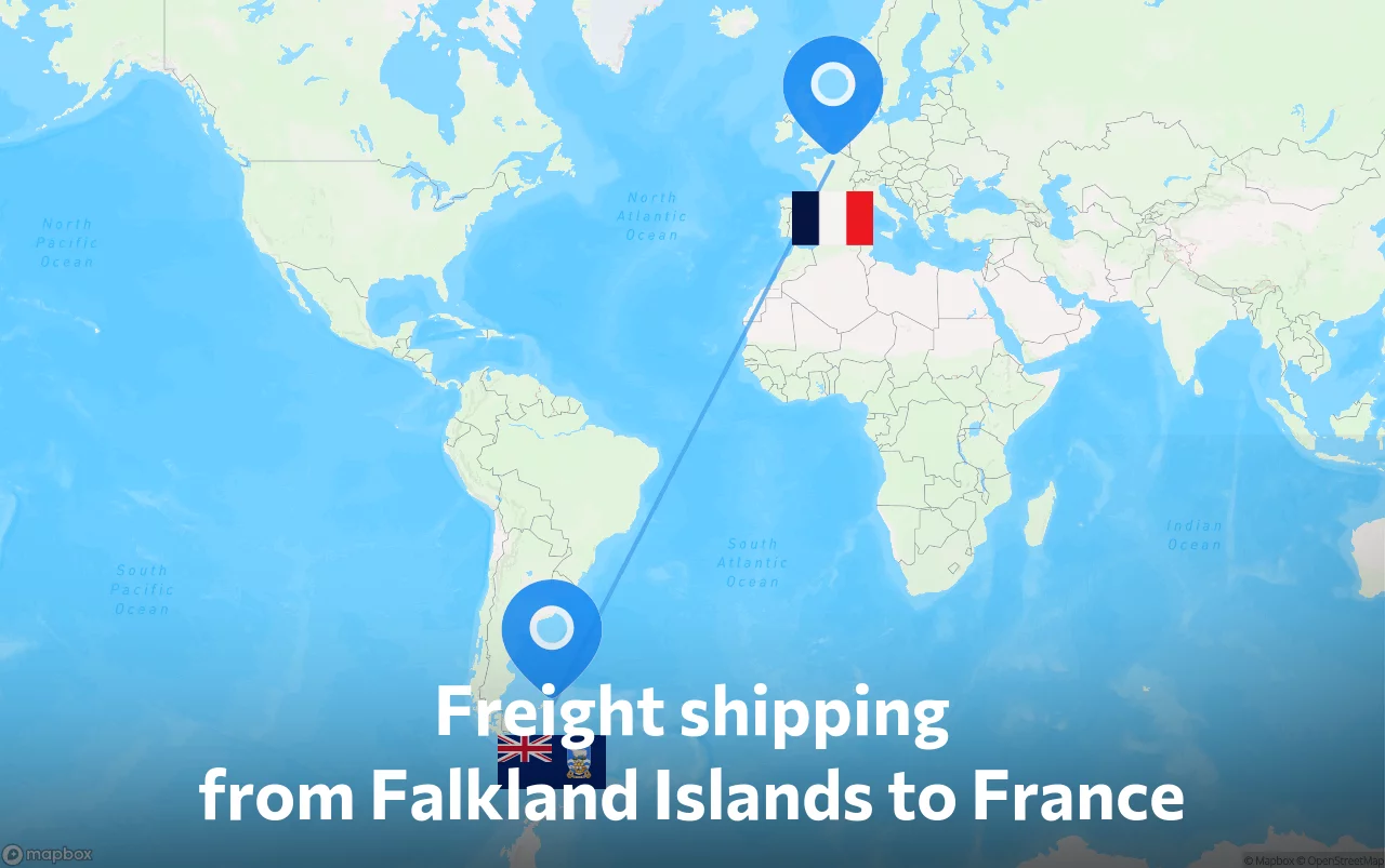 Shipping route from Falkland Islands to France