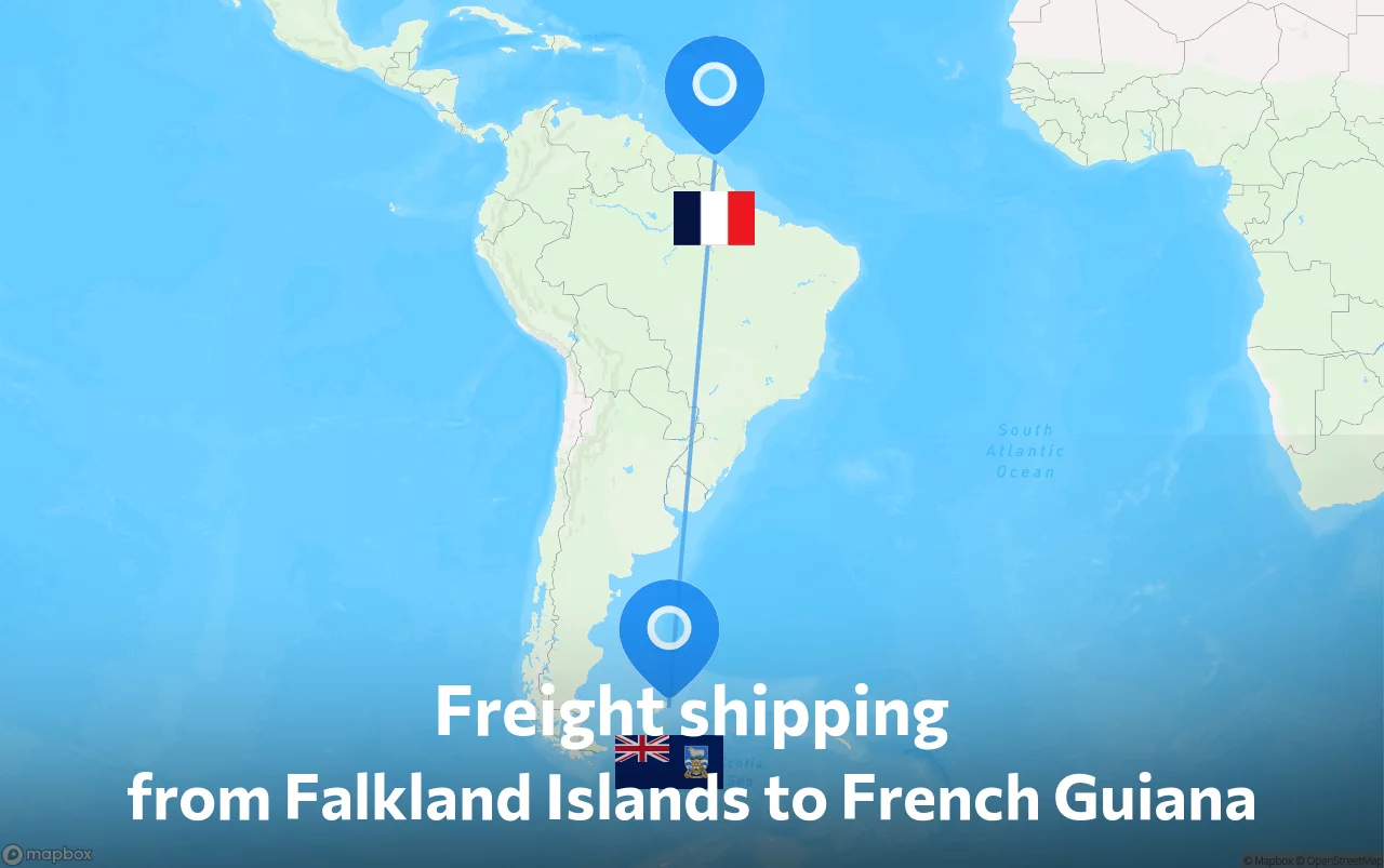 Shipping route from Falkland Islands to French Guiana