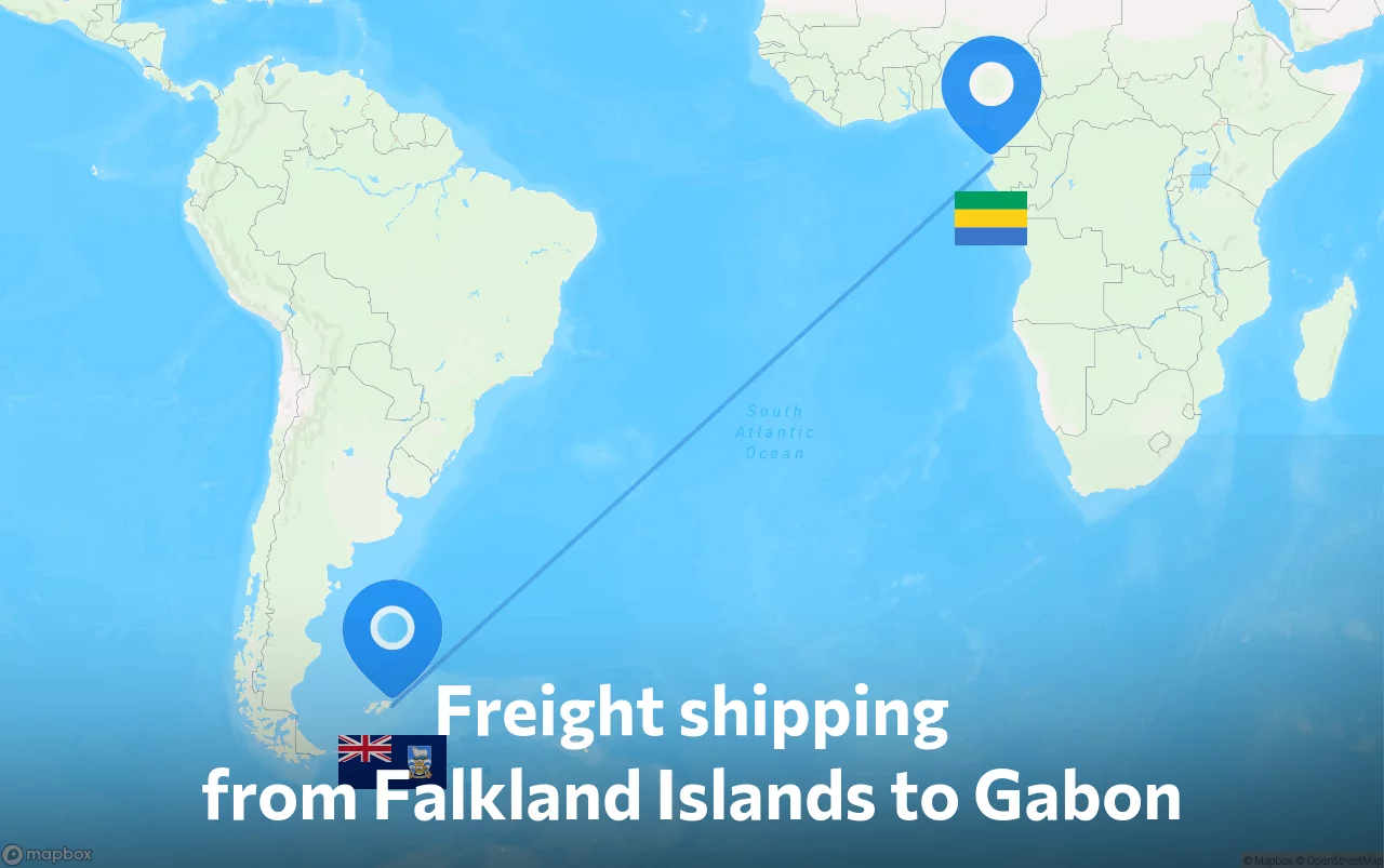 Shipping route from Falkland Islands to Gabon