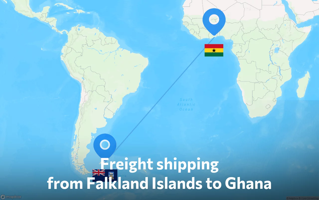 Shipping route from Falkland Islands to Ghana