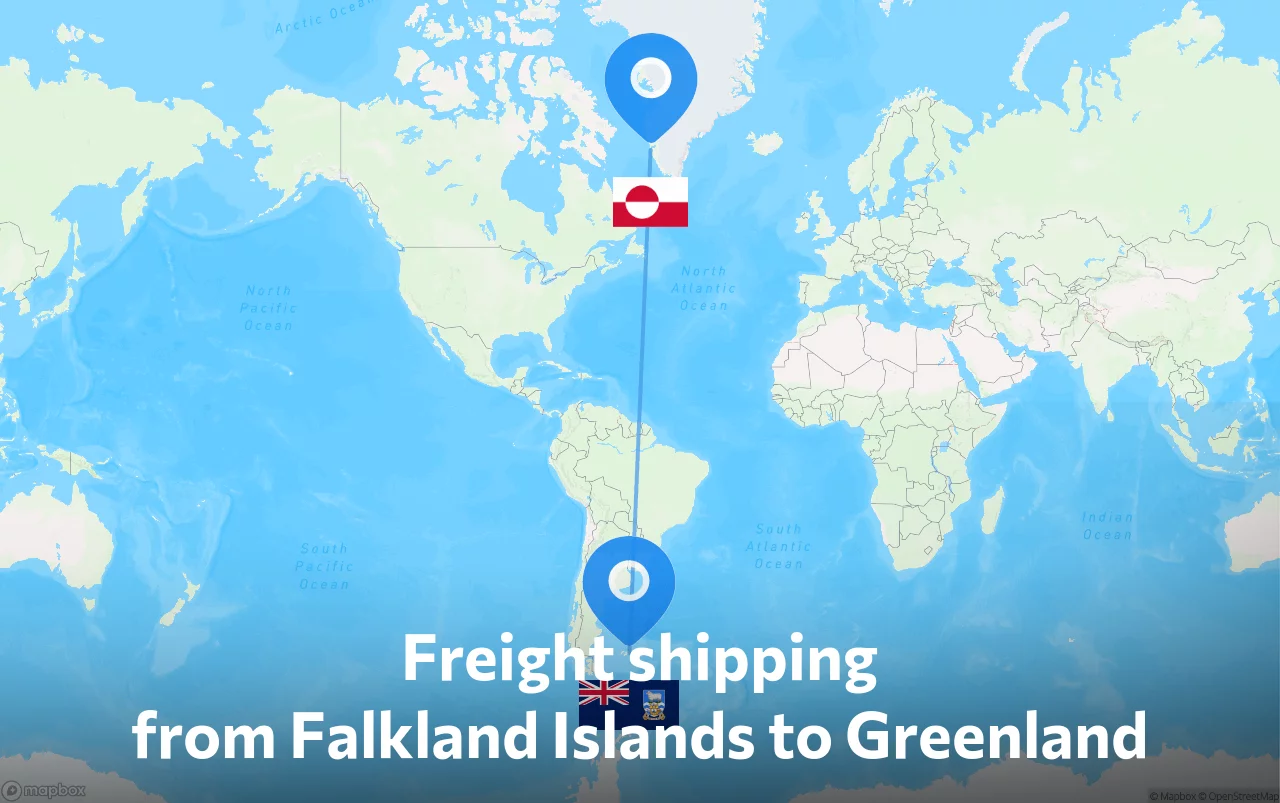Shipping route from Falkland Islands to Greenland