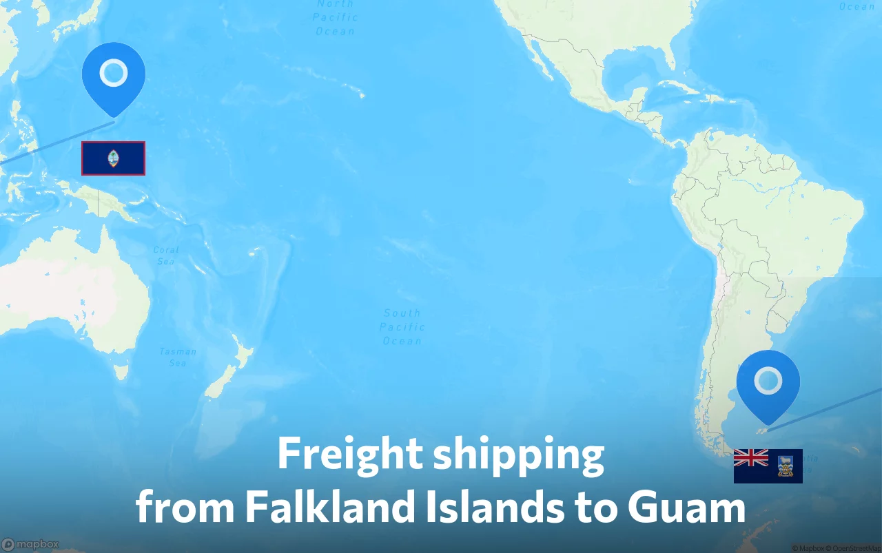 Shipping route from Falkland Islands to Guam