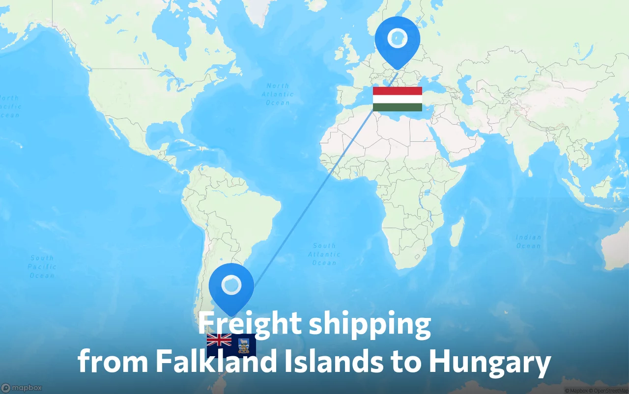 Shipping route from Falkland Islands to Hungary