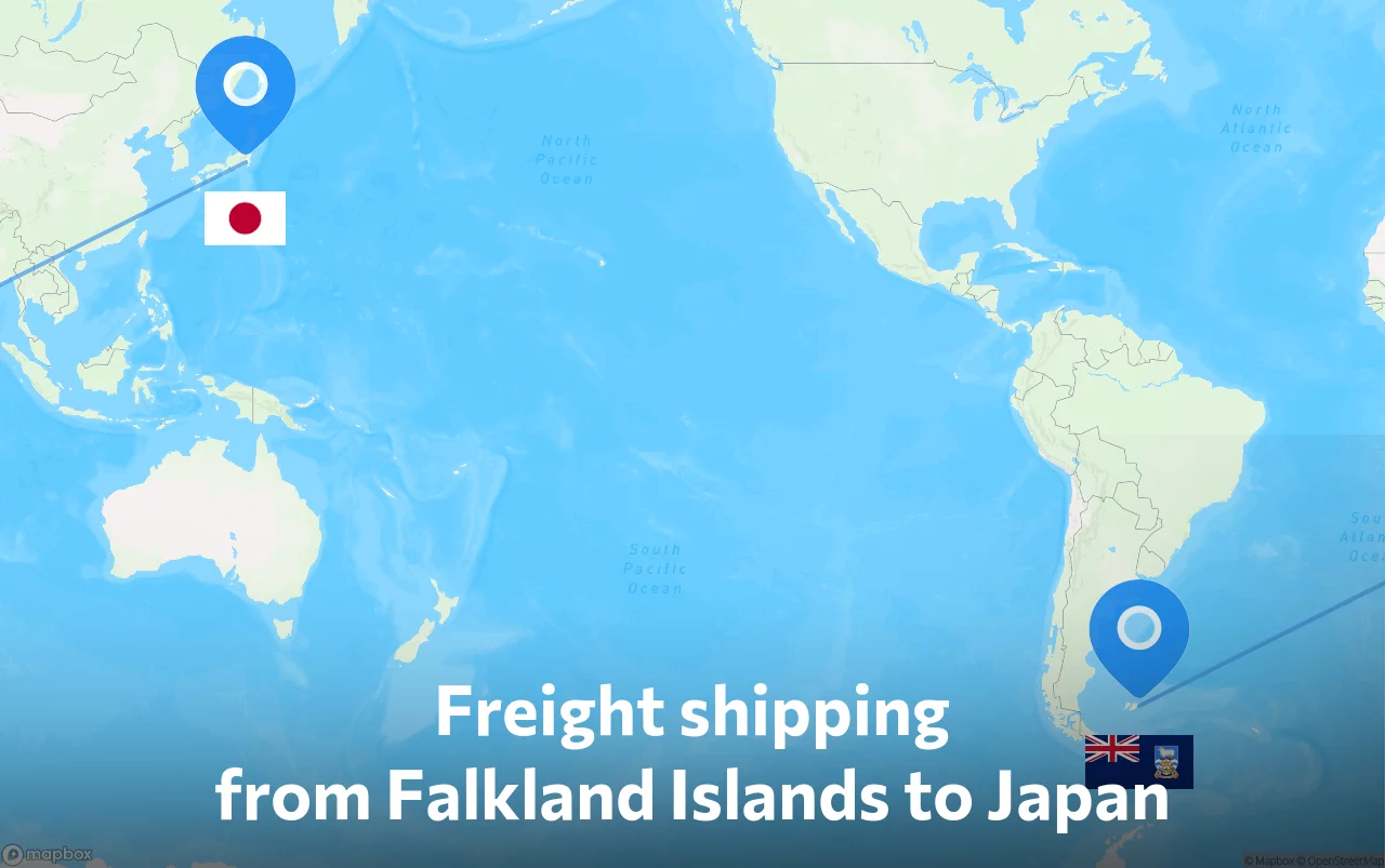 Shipping route from Falkland Islands to Japan