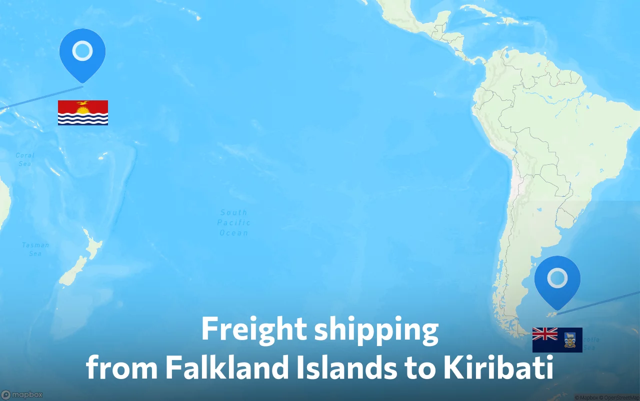 Shipping route from Falkland Islands to Kiribati
