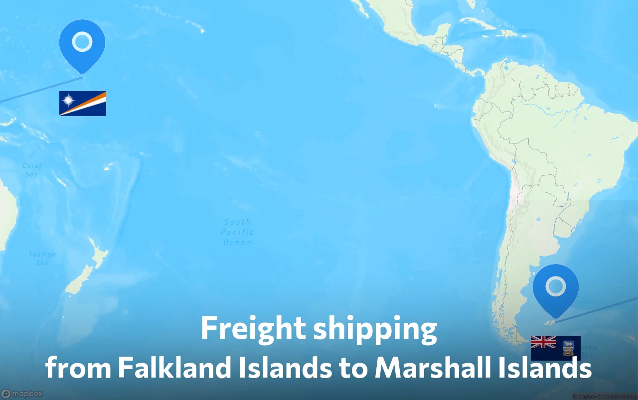 Shipping route from Falkland Islands to Marshall Islands
