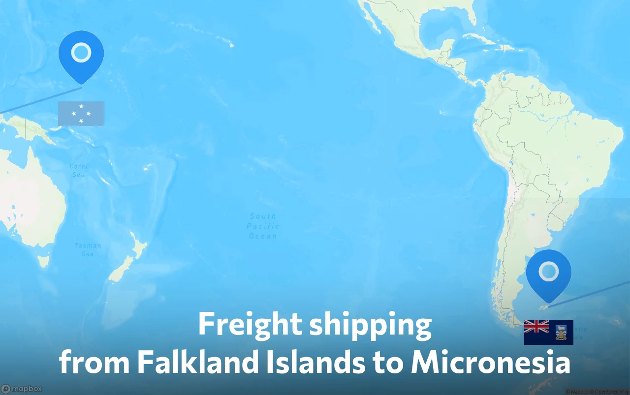 Shipping route from Falkland Islands to Micronesia