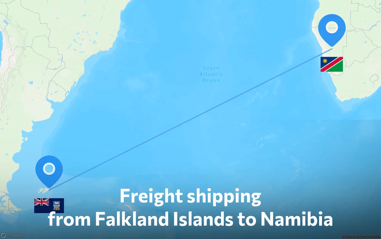 Shipping route from Falkland Islands to Namibia