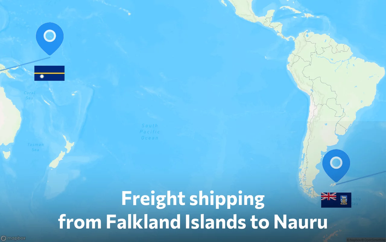 Shipping route from Falkland Islands to Nauru