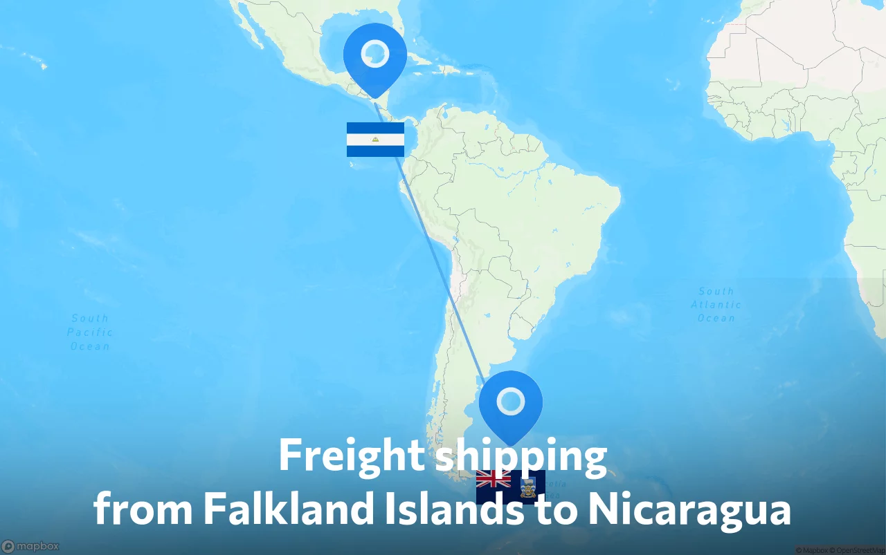 Shipping route from Falkland Islands to Nicaragua