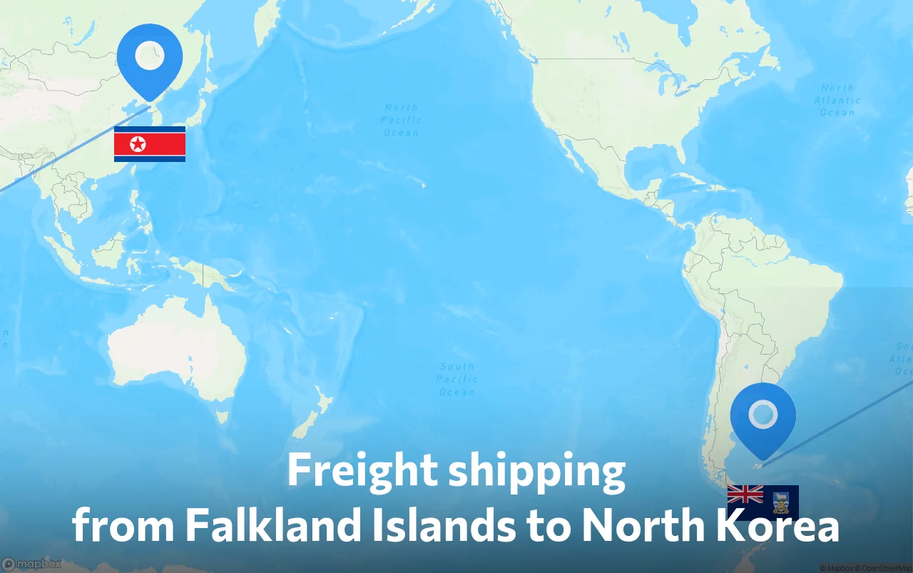 Shipping route from Falkland Islands to North Korea