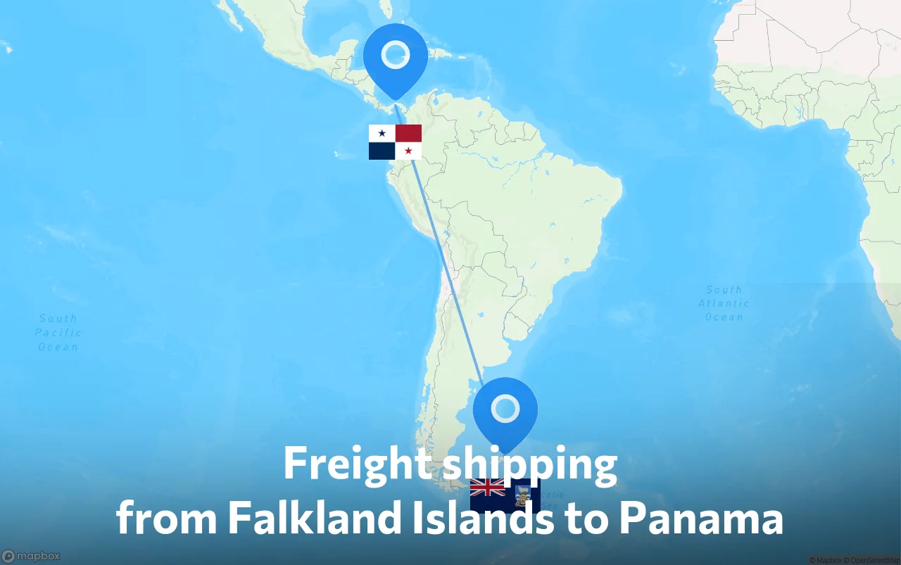 Shipping route from Falkland Islands to Panama
