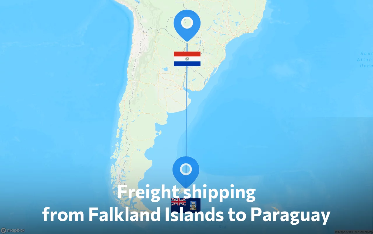 Shipping route from Falkland Islands to Paraguay