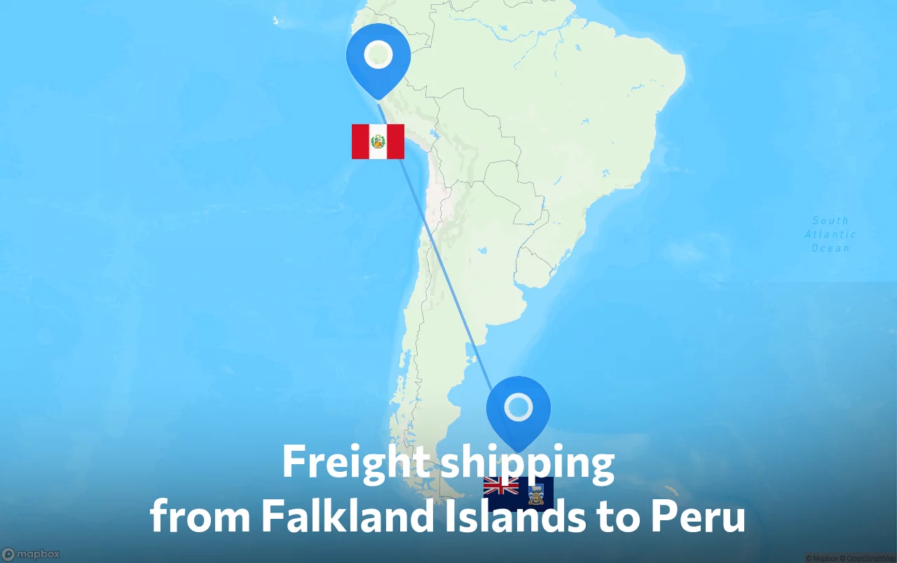 Shipping route from Falkland Islands to Peru