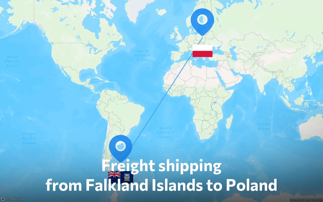 Shipping route from Falkland Islands to Poland