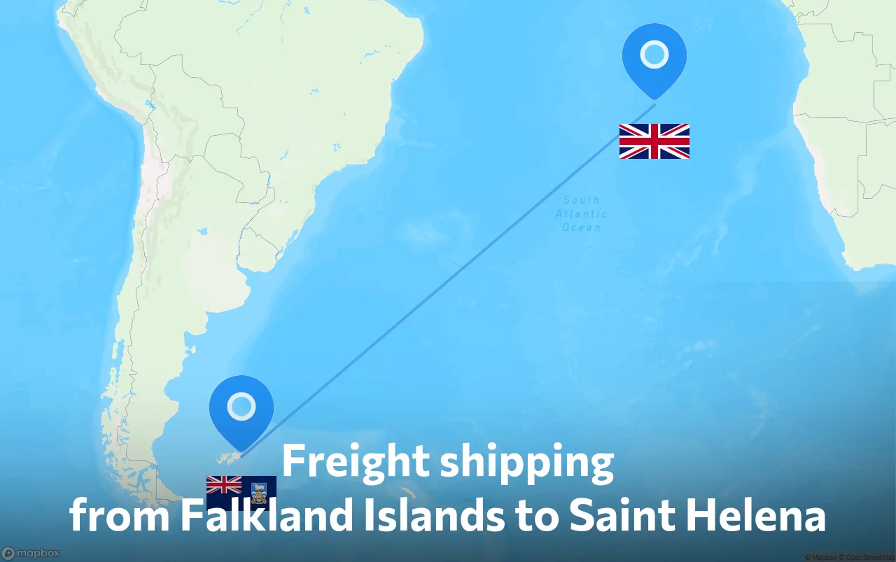 Shipping route from Falkland Islands to Saint Helena