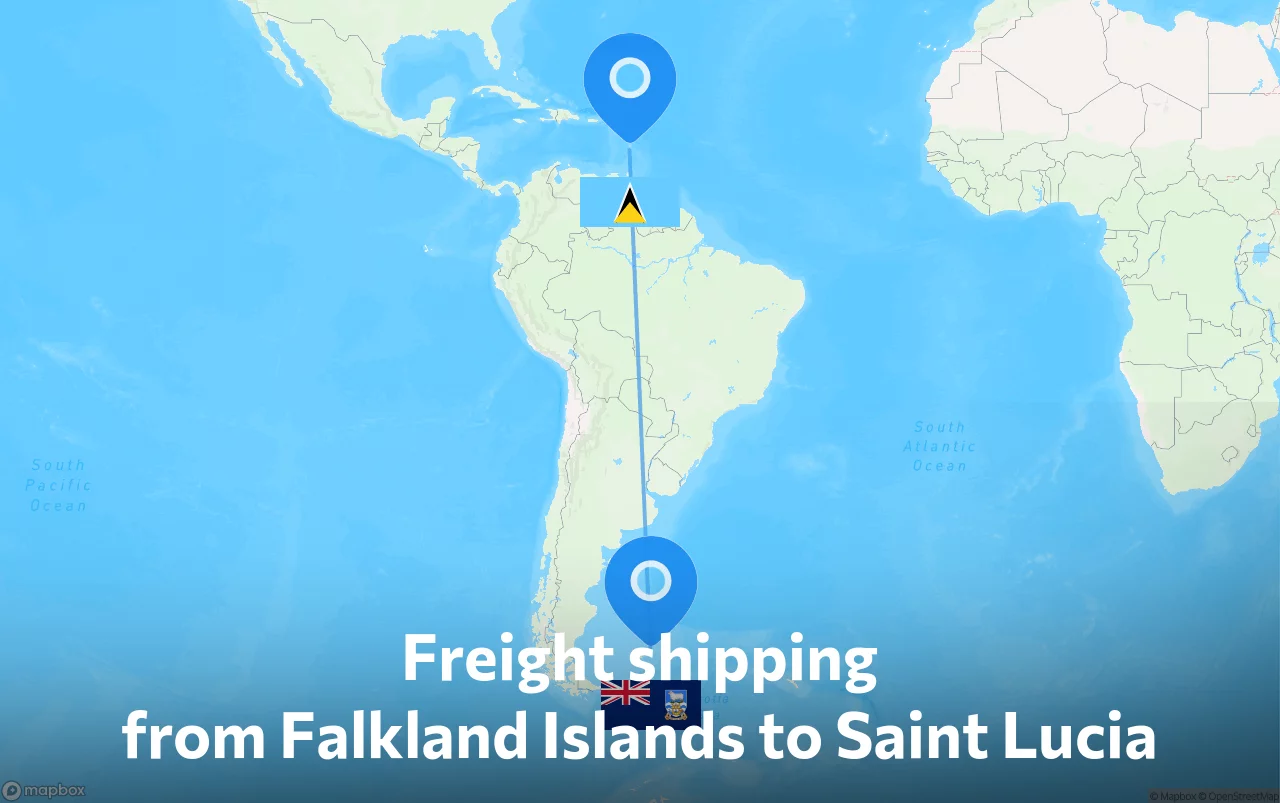 Shipping route from Falkland Islands to Saint Lucia