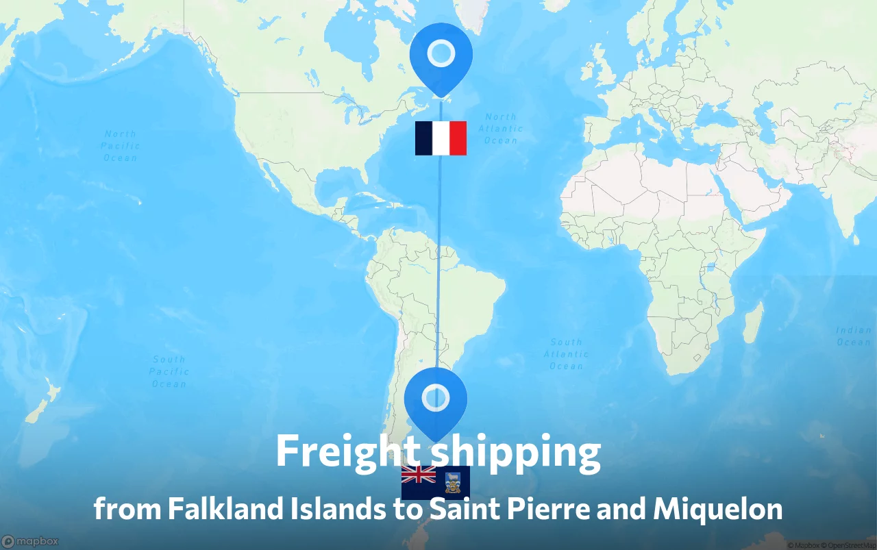 Shipping route from Falkland Islands to Saint Pierre and Miquelon