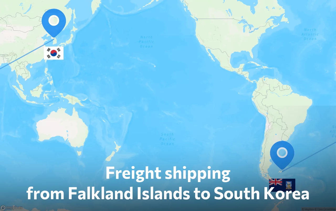 Shipping route from Falkland Islands to South Korea