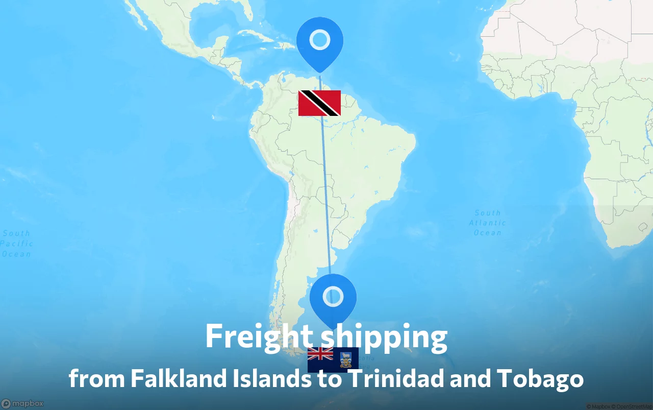 Shipping route from Falkland Islands to Trinidad and Tobago