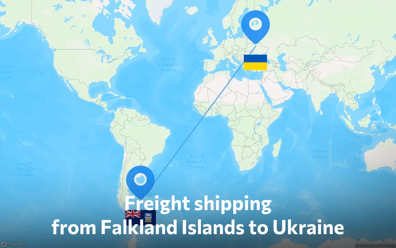 Shipping route from Falkland Islands to Ukraine