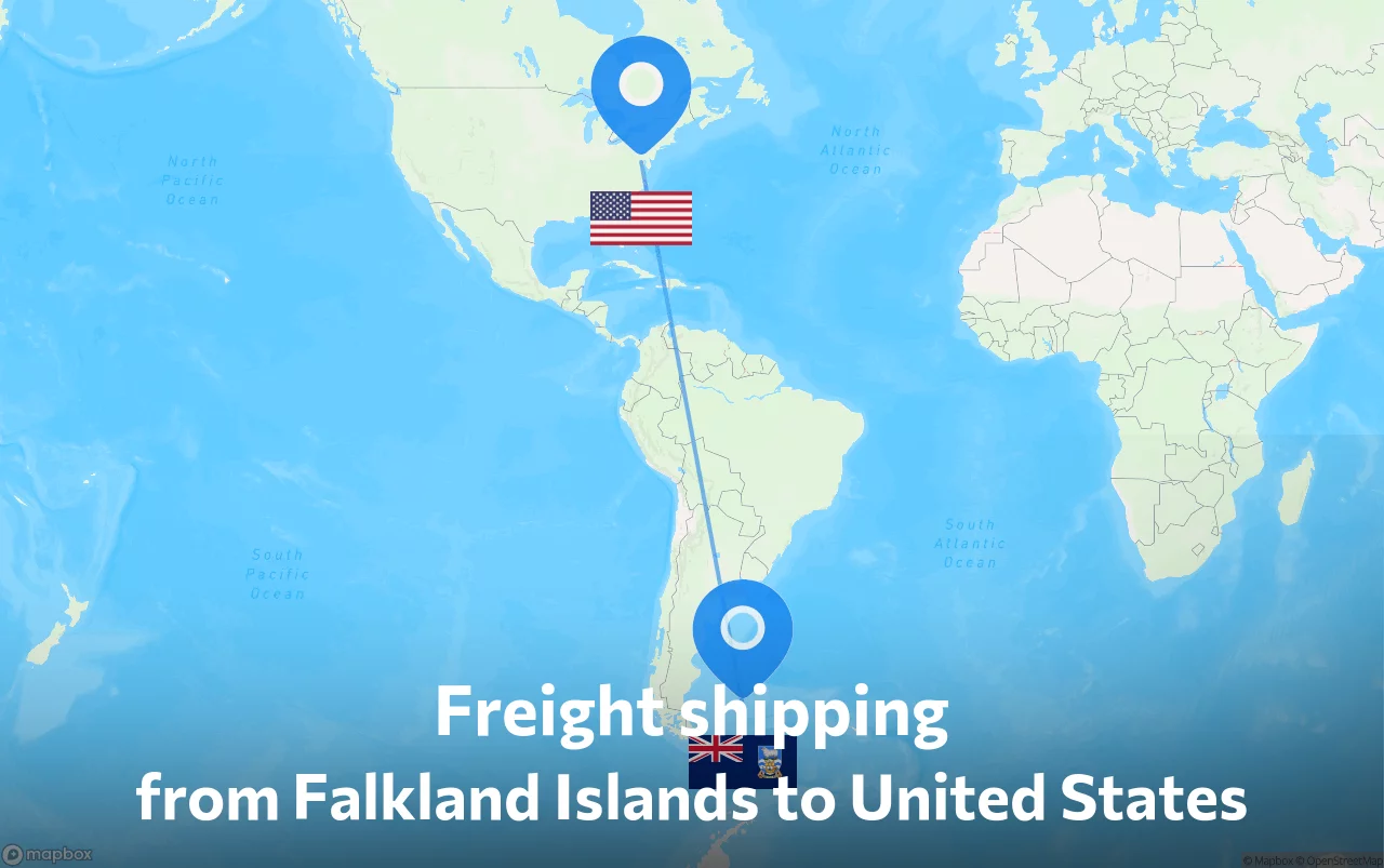 Shipping route from Falkland Islands to United States