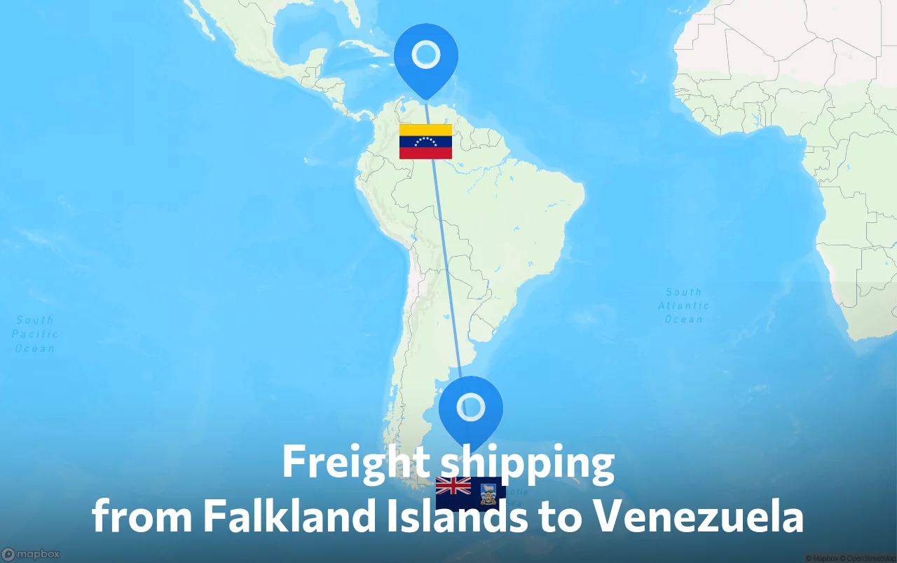 Shipping route from Falkland Islands to Venezuela