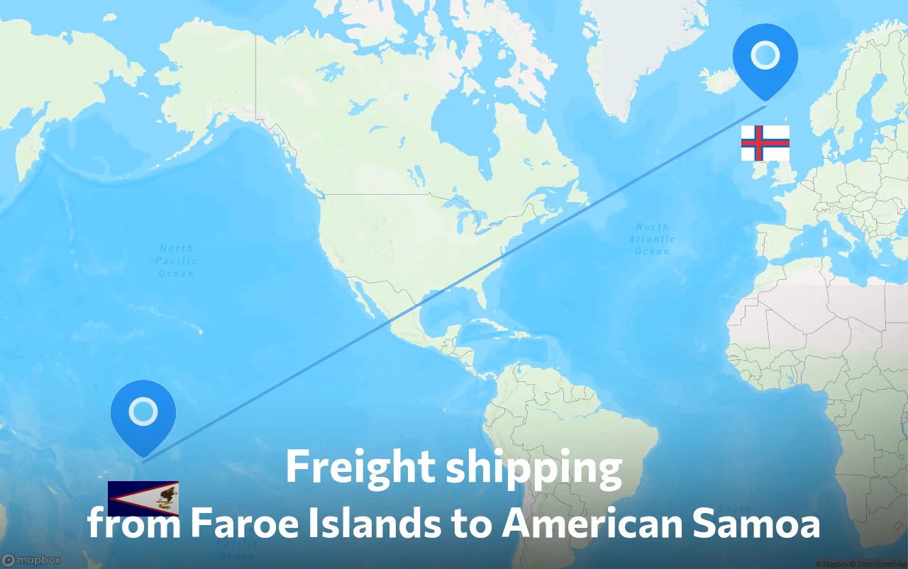 Shipping route from Faroe Islands to American Samoa
