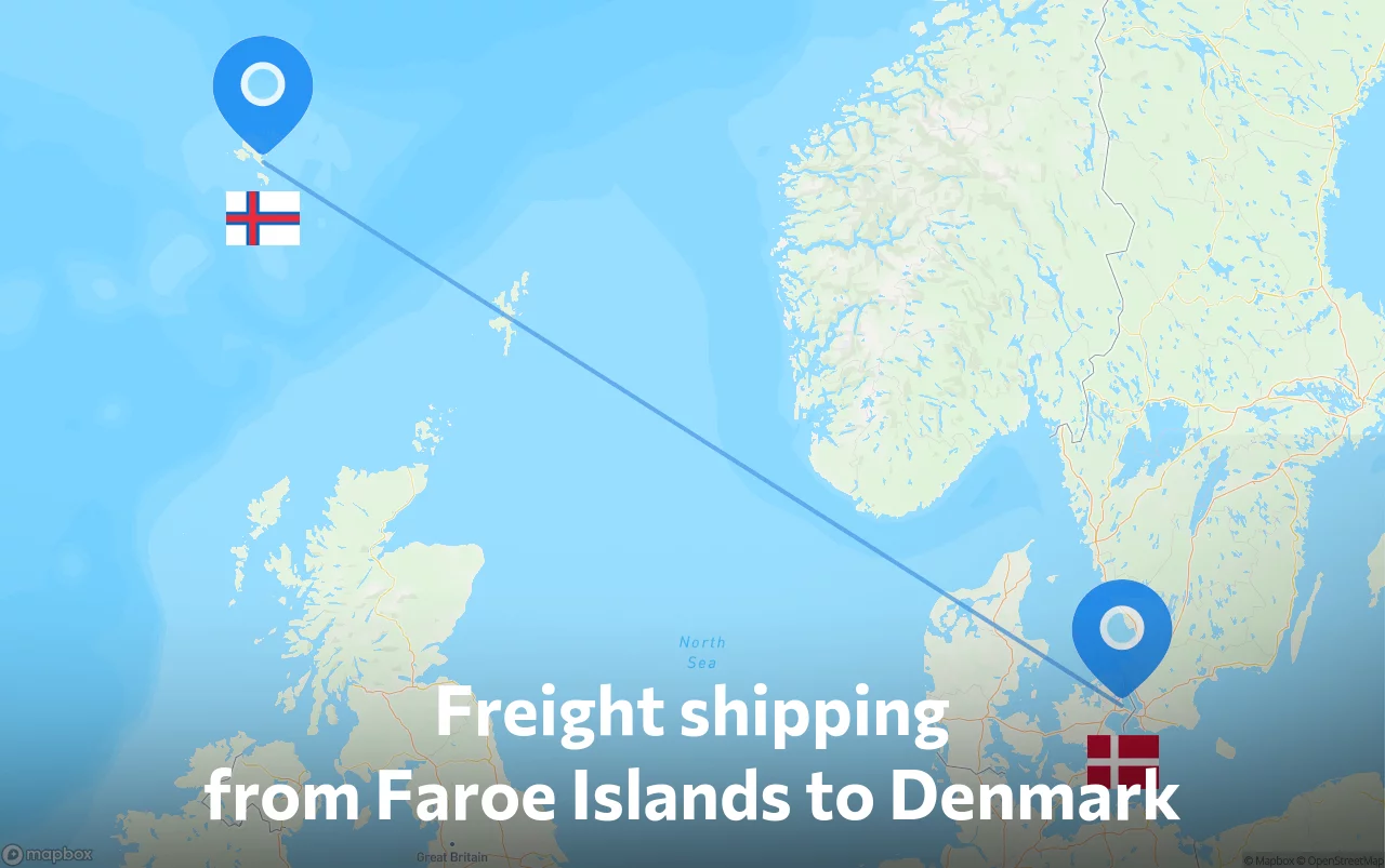 Shipping route from Faroe Islands to Denmark