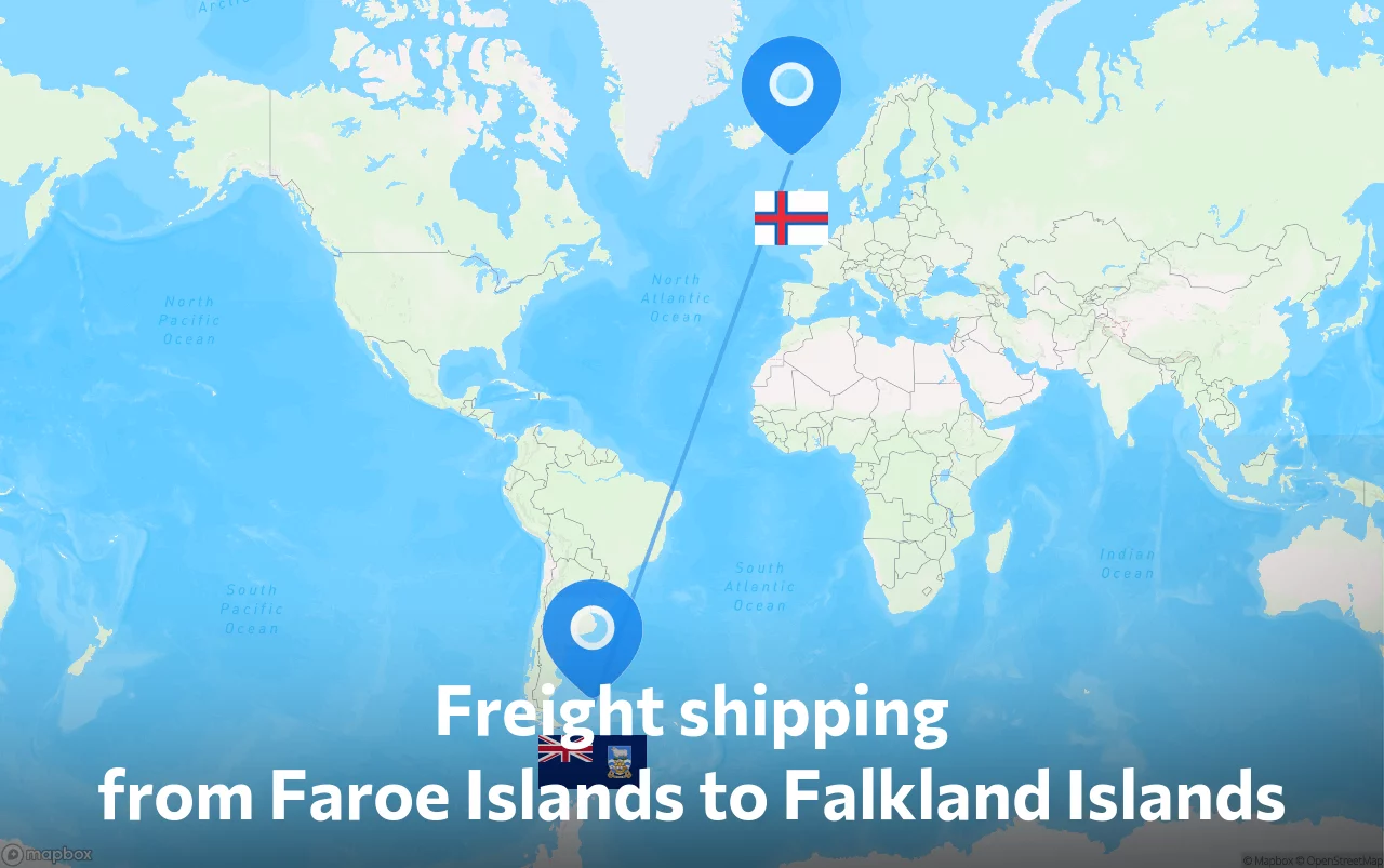 Shipping route from Faroe Islands to Falkland Islands