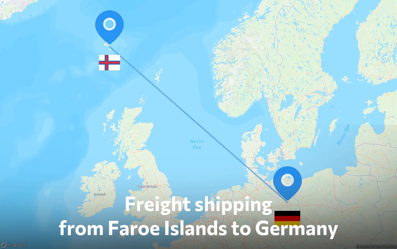 Shipping route from Faroe Islands to Germany