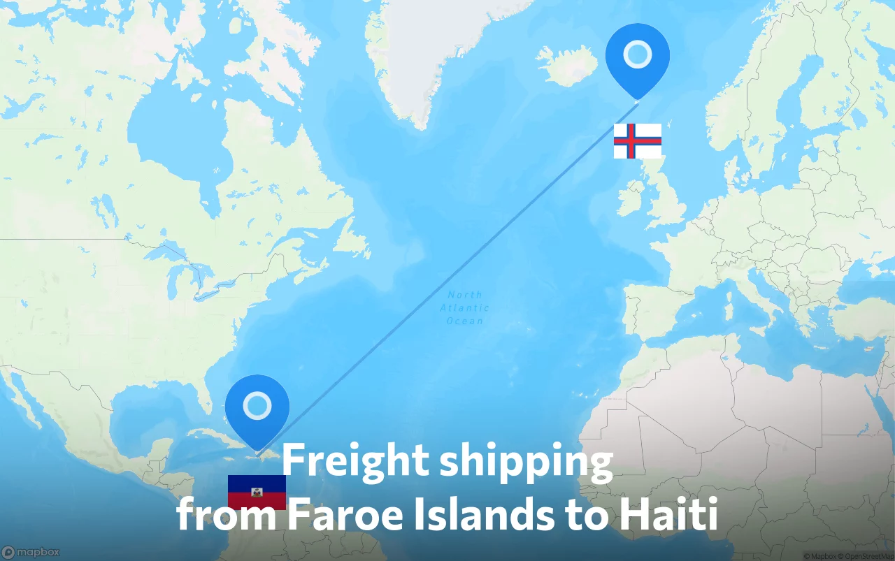 Shipping route from Faroe Islands to Haiti